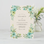 Trouwfeest met turquoise limoen blad kaart (Staand voorkant)