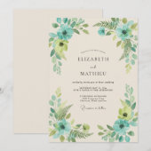 Trouwfeest met turquoise limoen blad kaart (Voorkant / Achterkant)