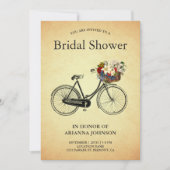 Trouwfeest met vintage bloemenfiets kaart (Voorkant)