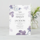 Trouwfeest met vintage paarse lavendel wit gouden  kaart (Staand voorkant)