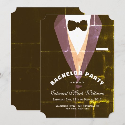 Trouwfeest met vintage smoking kaart (Voorkant / Achterkant)