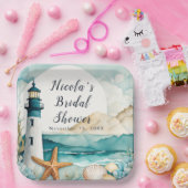 Trouwfeest met vuurtoren-thema papieren bordje (Feest)