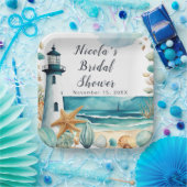 Trouwfeest met vuurtoren-thema papieren bordje (Feest)