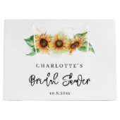 Trouwfeest met waterverf zonnebloemen groot cadeauzakje (Voorkant)