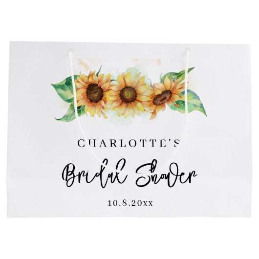 Trouwfeest met waterverf zonnebloemen groot cadeauzakje (Achterkant)
