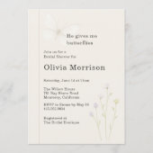 Trouwfeest met wilde bloemen en vlinders QR Code Kaart (Voorkant)
