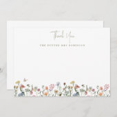 Trouwfeest met wilde bloemen Toekomstige mevrouw P Bedankkaart (Voorkant / Achterkant)