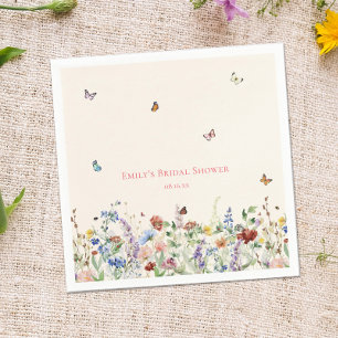 Trouwfeest met wilde bloemen & vlinders servetten