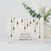 Trouwfeest met witte bakstenen verlichting RSVP kaartje (Staand voorkant)