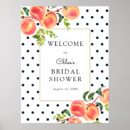 Trouwfeest met zoete perzik welkomstbord poster