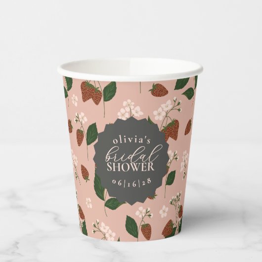 Trouwfeest met zomeraardbeien Persoonlijk Papieren Bekers (Links)