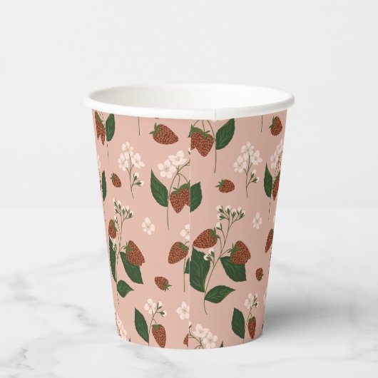 Trouwfeest met zomerse aardbeien Persoonlijk Papieren Bekers (Rechts)