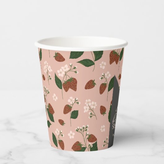 Trouwfeest met zomerse aardbeien Persoonlijk Papieren Bekers (Voorkant)