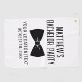 Trouwfeest met zwarte strik voor vrijgezellenfeest golfhanddoek (Horizontaal)