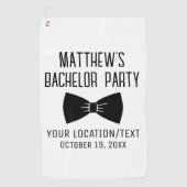 Trouwfeest met zwarte strik voor vrijgezellenfeest golfhanddoek (Voorkant)