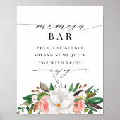 Trouwfeest Mimosa Bar Bloemen Magnolia Roos Bord Poster (Voorkant)