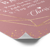 Trouwfeest Mimosa Bar Bord met Stof Roze Blos Poster (Hoek)