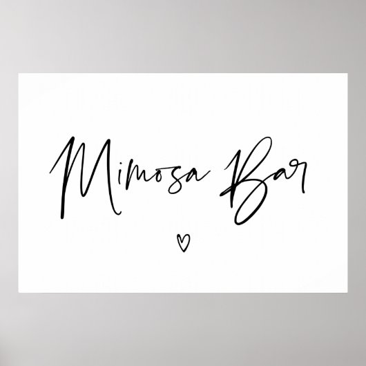 Trouwfeest Mimosa Bar Bord Zwart en Wit Poster (Voorkant)