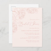 Trouwfeest Minimalistische met de hand getekende P Uitnodiging Briefkaart (Voorkant / Achterkant)