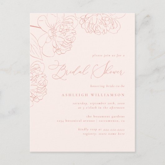 Trouwfeest Minimalistische met de hand getekende P Uitnodiging Briefkaart (Voorkant)