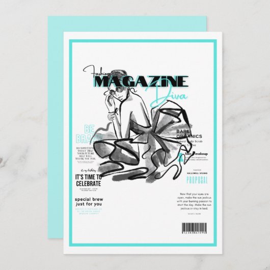 Trouwfeest mode diva magazine kaart (Voorkant / Achterkant)