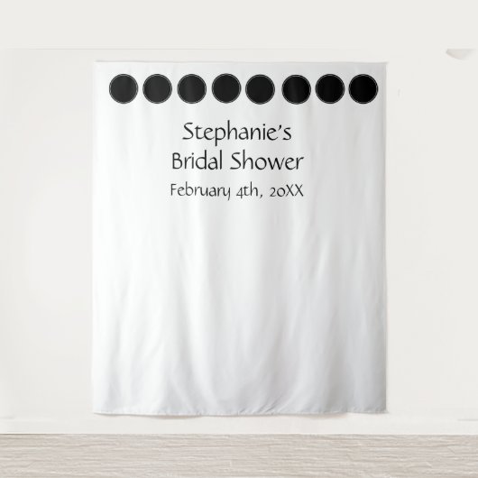 Trouwfeest Monogram Naam Zwarte Stippen Wit Cool Wandkleed (Voorkant)