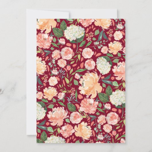 Trouwfeest Naam Cake Topper Waterverf Bloem Kaart (Achterkant)