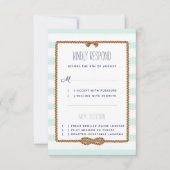Trouwfeest Nautische Mint & Witte Waterverfeest RSVP Kaartje (Voorkant)