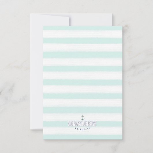 Trouwfeest Nautische Mint & Witte Waterverfeest RSVP Kaartje (Achterkant)