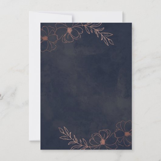 Trouwfeest Navy Blauw & Roze Goud Chic Koppel Kaart (Achterkant)