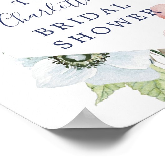 Trouwfeest 'Navy & Blush' Welkom Bord Poster (Hoek)