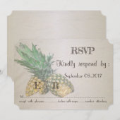 Trouwfeest op het strand Ananas RSVP Kaart (Voorkant / Achterkant)