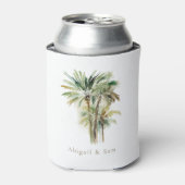 Trouwfeest op het strand Tropisch ontvangstcadeau Blikjeskoeler (Blikje Voorkant)
