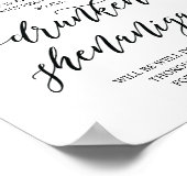 Trouwfeest Open Bar, bord met dronken streken Poster (Hoek)