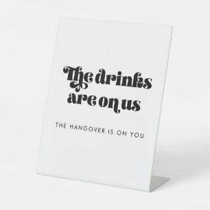 Trouwfeest Open Bar met Retro Schrift Reclamebord Met Voetstuk