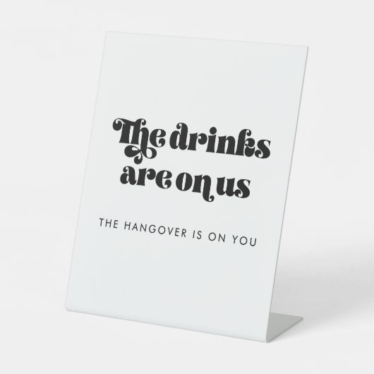 Trouwfeest Open Bar met Retro Schrift Reclamebord Met Voetstuk (Voorkant)