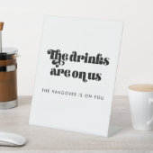 Trouwfeest Open Bar met Retro Schrift Reclamebord Met Voetstuk (Insitu)