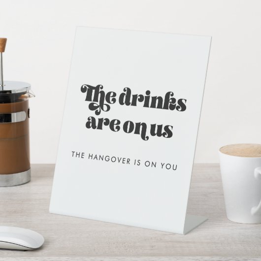 Trouwfeest Open Bar met Retro Schrift Reclamebord Met Voetstuk (Insitu)