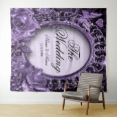 Trouwfeest Paarse Bloemrijke Lijst Elegant Modern Wandkleed (In Situ (horizontaal))
