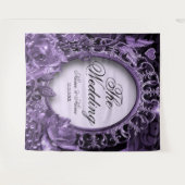 Trouwfeest Paarse Bloemrijke Lijst Elegant Modern Wandkleed (Voorkant (horizontaal))