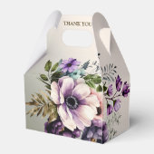 Trouwfeest Paarse Roze Bloemen Gouden Elegant Bedankdoosjes (Achterkant)