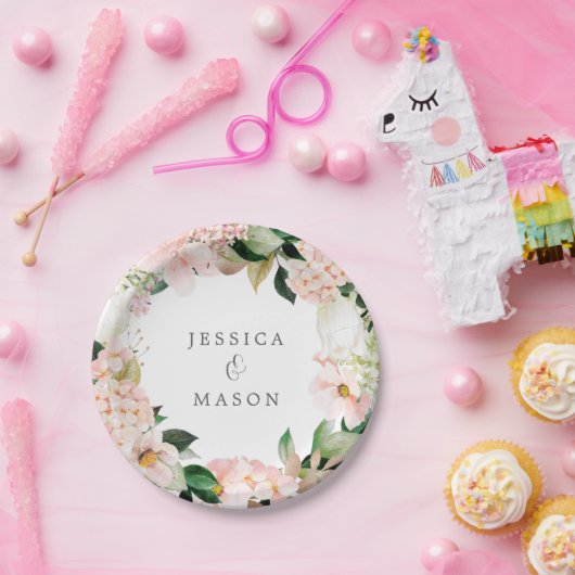 Trouwfeest Papier Bord met Initialen en Roze Horte (Feest)