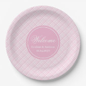 Trouwfeest Papier Borden Roze Plaid Custom Decor Papieren Bordje (Voorkant)