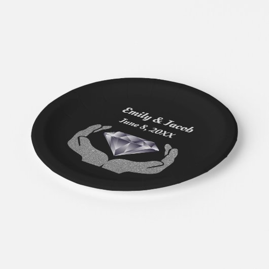 Trouwfeest Papieren Bord Diamond Hands (Gekanteld)