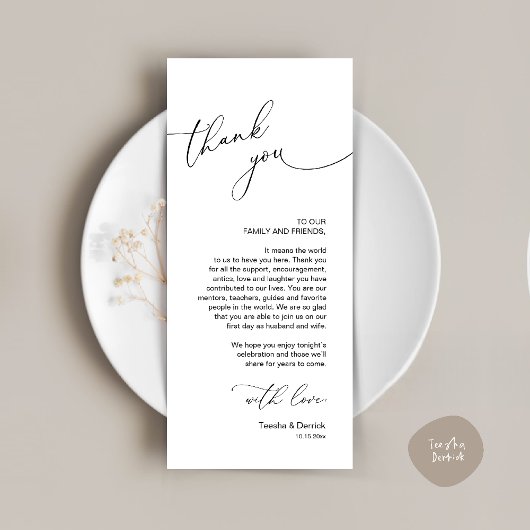Trouwfeest plaats instelling dank u kaart