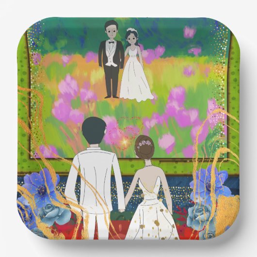 trouwfeest plaats papieren bordje (Voorkant)