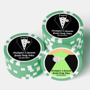 Trouwfeest Poker Zwart Smoking en Salie Groene Jur Chips