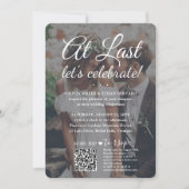 Trouwfeest QR RSVP 2 foto's & witte tekst Kaart (Voorkant)