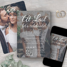 Trouwfeest QR RSVP 2 foto's & witte tekst Kaart