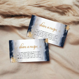 Trouwfeest recept verzoekkaart in Navy en Goud Informatiekaartje